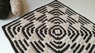 Perfect pattern for carpet, plaid, napkins... Crochet mosaic from the center without diagrams