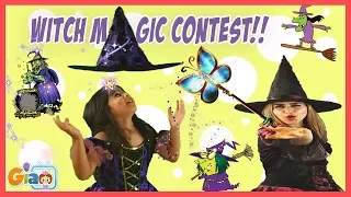 Witch Magic Contest. Who will win? Halloween Magic