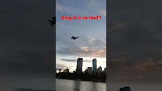Super Hornet Jet flying low over Brisbane Australia