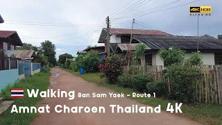 Walking 4K in the rural village of Thailand - Ban Sam Yaek, Amnat Charoen - Route 1 | 19 Aug 2022 🇹🇭