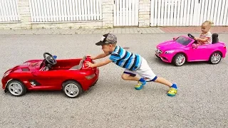 Thomas and Elis Outdoor Activity with Power Wheel Mercedes Ride On electric Cars