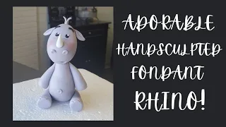 ADORABLE Handsculpted Fondant Rhino Cake Topper | Cake Decorating Tutorial