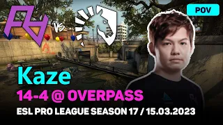 CSGO POV Rare Atom Kaze (14-4) vs Liquid (OVERPASS) @ ESL Pro League Season 17 / Mar 15, 2023