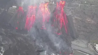 STUNNING VISION:  Dramatic images shows lava flowing into the sea off the island of La Palma