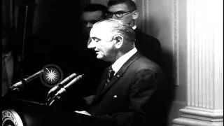 US President Lyndon B. Johnson delivers speech about lost of Vietnamese soldiers ...HD Stock Footage