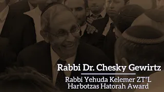 YIWH 2024 recipient of the Rabbi Yehuda Kelemer ZT"L Harbatzas Hatorah,  Rabbi Dr. Chesky Gewirtz