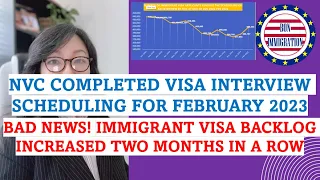 Bad News! February 2023 NVC Completed immigrant visa interview scheduling. Backlog increased again!