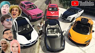 GTA 5 - Stealing Luxury Youtubers Cars with Franklin | (GTA V Real Life Cars #52)