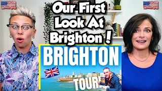 American Couple Reacts: Brighton, England Tour! FIRST TIME REACTION! HUGE SEASIDE RESORT!