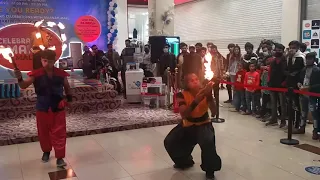 Amazing Fire acrobat | Fire spinning performance | at Amanah Mall Lahore