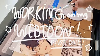 working on my webtoon pt.1! | chatting about my webtoon wandering paints, webtoon studio vlog