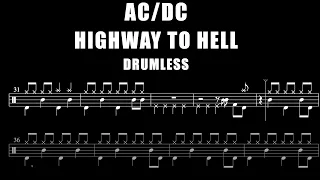 AC/DC - Highway To Hell - Drumless (with scrolling drum sheet)