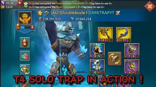 Lords Mobile - Doublebozle3 DEFENDING 500K SOLOS AND RALLIES ! Testing My New T4 Solo Trap In KVK !