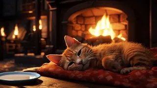 Watch this video if you can't Sleep, Purring Cat and Crackling Fire for relaxation and sleep