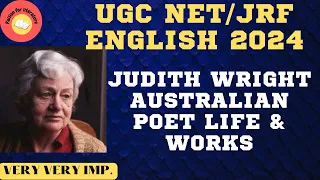 Judith Wright Australian poet | Important writers for ugc net english 2024 #ugcnet2024preparation