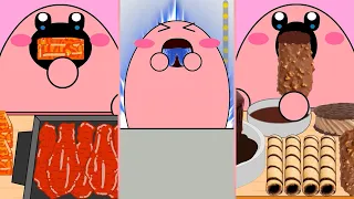 Kirby Animation -  Mukbang Ice Cream Chocolate, Spicy Ghost Noodle, Blue Gummy Bear Complete Edition