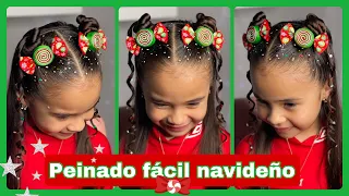 Peinado navideño fácil y rápido para bebés y niñas con pelo corto 🎄✨