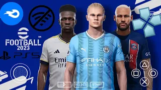 eFootball PES 2023 PPSSPP PS5 CAMERA ENGLISH COMMENTAR NEW KITS & NEW TRANSFER BEST GRAPHICS HD REAL