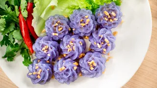 How to Make Purple Flower Dumplings (Chor Muang) ช่อม่วง - Hot Thai Kitchen