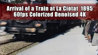 L'Arrivee d'un train en gare de la Ciotat, 1895 - 60fps Colorized Denoised 4K