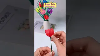 DIY Cara Membuat Bunga Tulip dari Sedotan. #fyp #viral #shorts #shortvideo