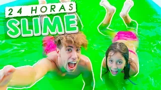 WE SPENT 24 HOURS IN OUR SLIME POOL WITH MY SISTER!