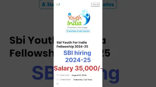 SBI youth for india fellowship 2024 #shorts #sbi