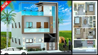 25'-0"x40'-0" 3D House Design With Map | 25x40 2 Floor House Plan | Gopal Architecture