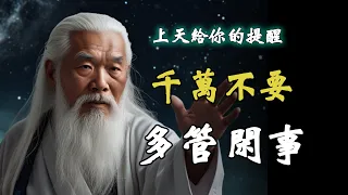 這是上天給你的提醒。管好自己，不要隨意干預他人的因果！