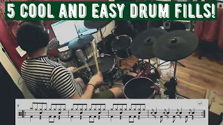 5 Cool and Simple Drum Fills for Beginners! Easy Drum Lesson!