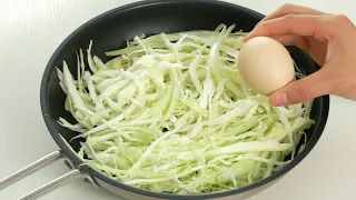 Cabbage with Eggs: Better Than Pizza! Easy, Healthy and Delicious Recipe! No Oven, Few Ingredients