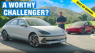 2023 Hyundai Ioniq 6 vs. 2023 Tesla Model 3 | Electric Sedan Comparison Test | Price, Range & More!