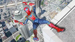 GTA 5 Iron Spiderman Falling off Highest Buildings - Episode 08 (Euphoria Ragdolls)