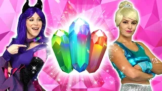 ELSA AND MALFICENT’S MAGIC CRYSTALS. And Disney Princesses Ariel, Belle, Jasmine and Anna.