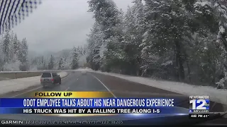 ODOT responder talks about his close call with tree falling on I-5