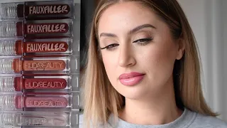 HUDA BEAUTY FAUX FILLER LIP GLOSSES FULL SWATCH AND REVIEW