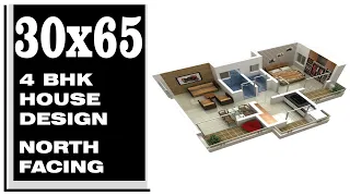 30X65 4BHK North Facing House Plan With Parking & Pooja Room by Concept Point Architect & Interior.