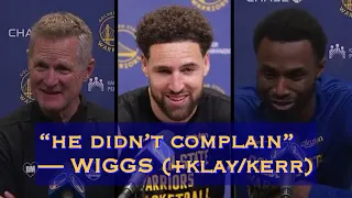 KLAY: “you can do 2 things, you can pout or you can go out there and respond”; KERR; WIGGINS
