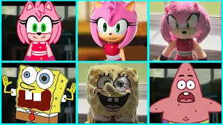 Sonic The Hedgehog Movie AMY SONIC BOOM vs SpongeBob SquarePants Uh Meow All Designs Compilation 2