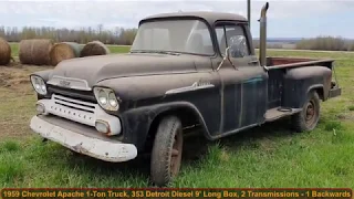 1959 Chevrolet Apache Truck with 353 Detroit Diesel Engine and two transmissions.