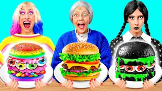 Défi De Cuisine Wednesday vs Grand-Mère | Bataille Comestible Fun Teen Challenge