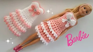 Elegante vestido para barbie en CROCHET🩷 | Moda en rosa✨️ | Barbie outfit