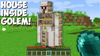 How to LIVE INSIDE a IRON GOLEM in Minecraft ? HOUSE INSIDE GOLEM !