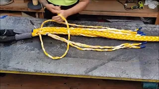 A video of how 12 strand rope is spliced to make a 100ton Bigtow recovery strop