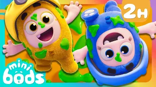 Pogo and Bubbles Get SLIMED! 😮 | 🌈 Minibods 🌈 | Preschool Learning | Moonbug Tiny TV