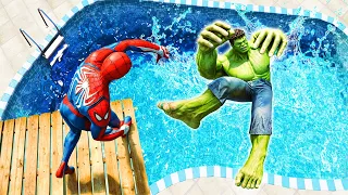 Spiderman vs Hulk GTA 5 Ragdolls Jumps/Fails (Euphoria Physics)#100