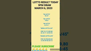 LOTTO RESULT TODAY 9PM DRAW MARCH 6, 2023 || PCSO LOTTO RESULT TODAY 9PM #shorts