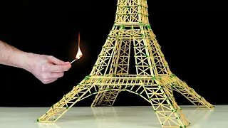 Burning Matchstick Eiffel Tower