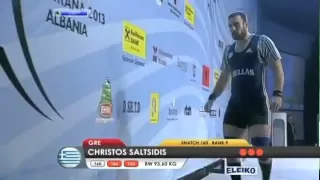 Men 94 kg snatch European Weightlifting Championships Tirana 2013