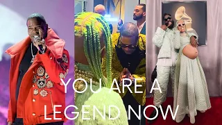 Moment Busta Rhymes Adores Tobe Nwigwe and Wife At Grammy's
